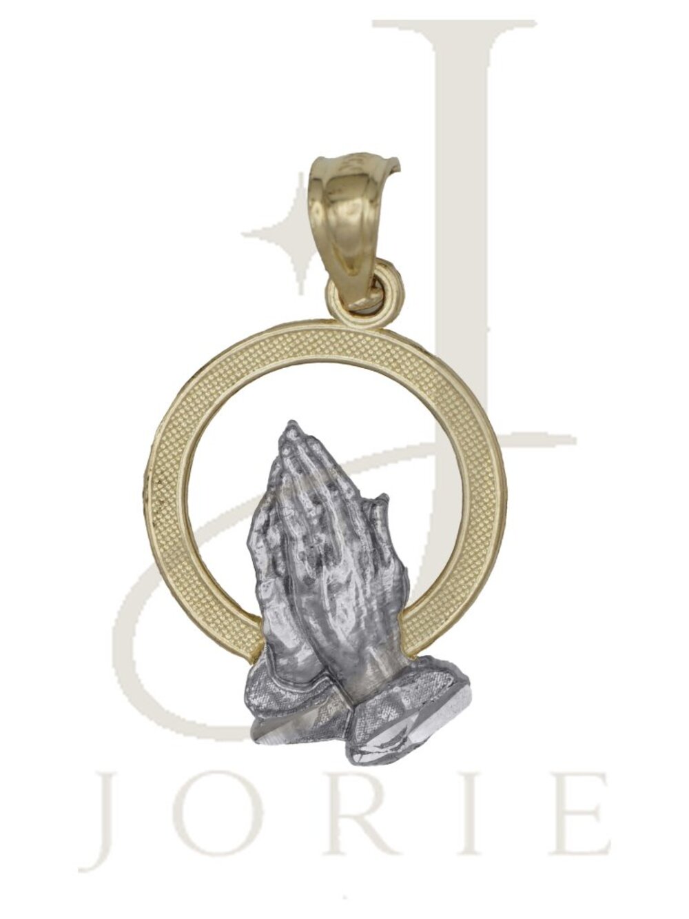10kt 10k Gold Two-Tone Diamond-Cut Unisex Praying Hands Religious Charm Pendant